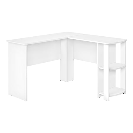 Monarch Specialties Computer Desk, Home Office, Corner, Storage Shelves, 48 in.L, L Shape, Work, Laptop, White Laminate I 7723
